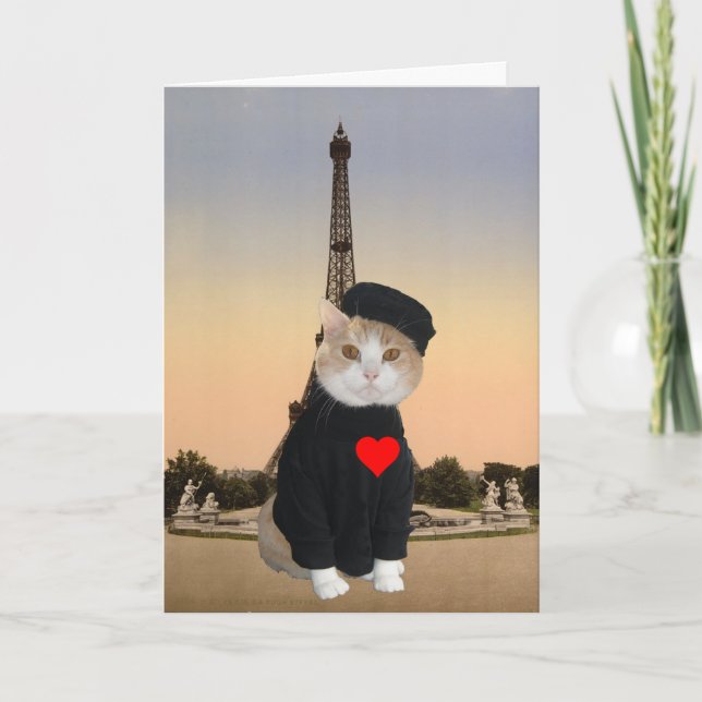 Cartes Pour Fêtes Annuelles Chat Français amusant/Kitty Valentine (Devant)