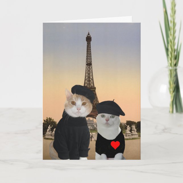 Cartes Pour Fêtes Annuelles Chat français amusant/Kitty Valentine pour mari (Devant)