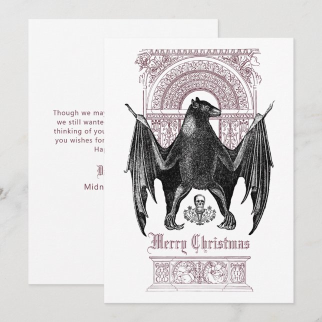 Cartes Pour Fêtes Annuelles Chat gothique Joyeux Noël (Devant / Derrière)