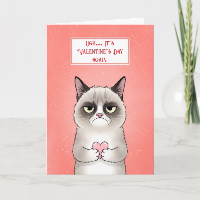 Cartes Pour Fêtes Annuelles Chat Grincheux Drôle pour la Saint-Valentin (Devant)