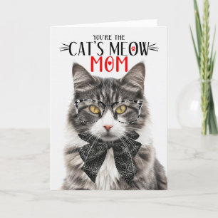Cartes Pour Fêtes Annuelles Chat gris et blanc pour maman d'animaux de compagn