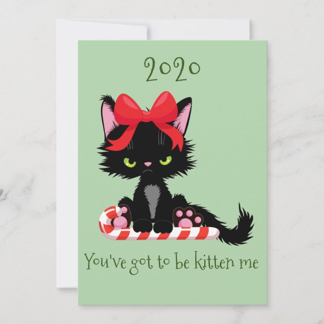 Cartes Pour Fêtes Annuelles Chat Grumpy en colère 2020 Kitten Me Pun (Devant)