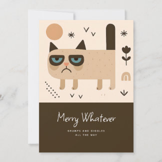 Cartes Pour Fêtes Annuelles Chat Grumpy mignon - Style scandinave