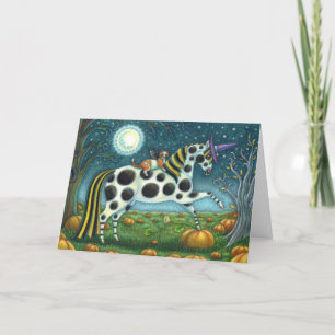 Cartes Pour Fêtes Annuelles CHAT HALLOWEEN PONY ET BAT CHAT Imaginaire Cheval