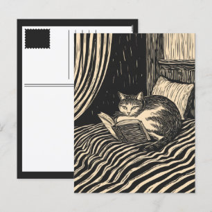 Cartes Pour Fêtes Annuelles chat lisant