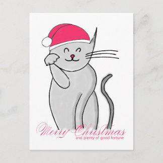 Cartes Pour Fêtes Annuelles Chat Lucky Merry Noël et plein de bonne fortune