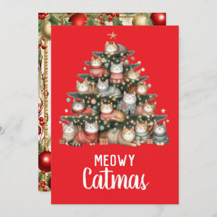 Cartes Pour Fêtes Annuelles Chat Meowy Catmas Arbre de Noël