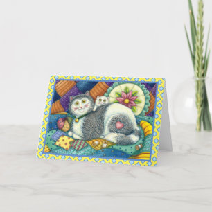 CARTES POUR FÊTES ANNUELLES CHAT MÈRE & CUISINE, QUILTS EN PATCHWORK, PINCUSHI