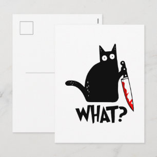 Cartes Pour Fêtes Annuelles Chat Meurtrier Avec Couteau