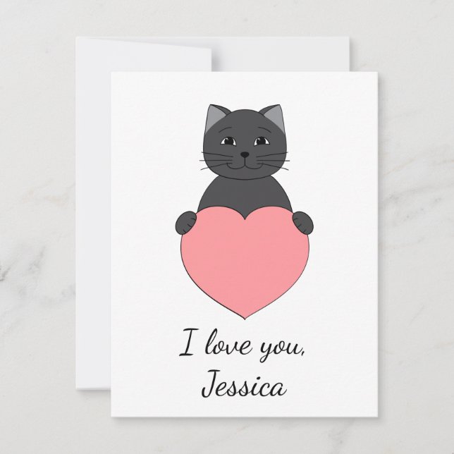Cartes Pour Fêtes Annuelles Chat mignon amoureux Valentine (Devant)