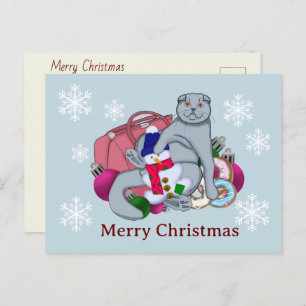 Cartes Pour Fêtes Annuelles Chat mignon félicite Joyeux Noël et Nouvel An