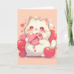 Cartes Pour Fêtes Annuelles Chat Mignon Kawaii Amour