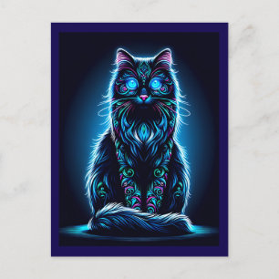 Cartes Pour Fêtes Annuelles Chat néon fond vif-97948