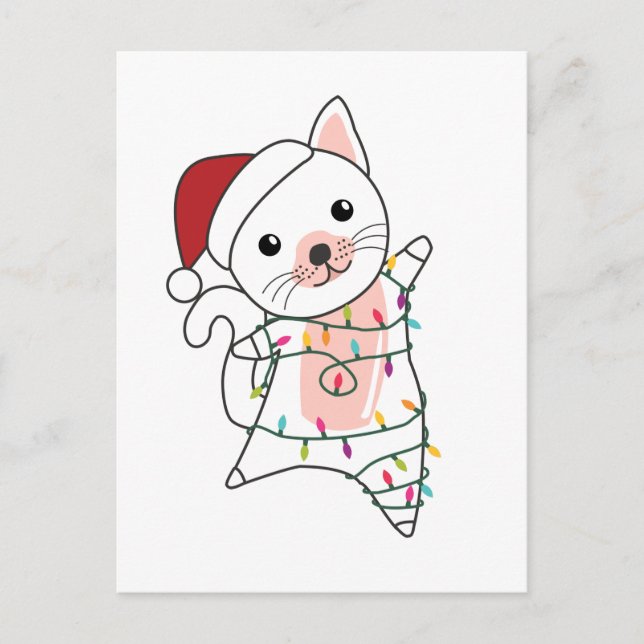Cartes Pour Fêtes Annuelles Chat Noël Neige Hiver Animaux Chats (Devant)