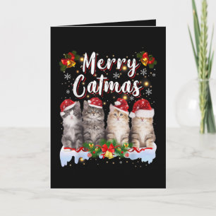 Cartes Pour Fêtes Annuelles Chat Noël Santa Drôle Joyeux Catmas
