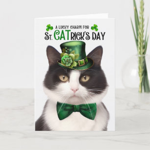Cartes Pour Fêtes Annuelles Chat noir blanc St. CATrick's Day Charmant