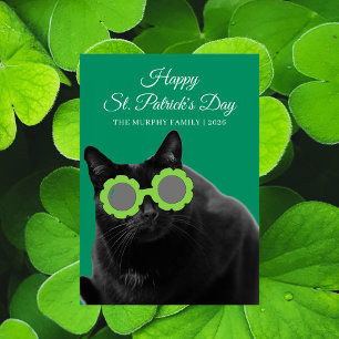Cartes Pour Fêtes Annuelles Chat noir chanceux trèfle Photo St. Patrick