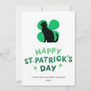 Cartes Pour Fêtes Annuelles Chat noir chanceux trèfle Photo St. Patrick