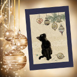 Cartes Pour Fêtes Annuelles Chat Noir De Noël Vintage Regardant Les Ornements<br><div class="desc">Chat Noir De Noël Vintage Regardant Les Ornements</div>