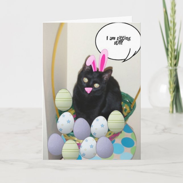 Cartes Pour Fêtes Annuelles Chat noir de Pâques (Devant)