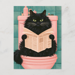 Cartes Pour Fêtes Annuelles Chat noir drôle de salle de bain