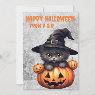 Cartes Pour Fêtes Annuelles chat noir et citrouille d'Halloween gothique effra