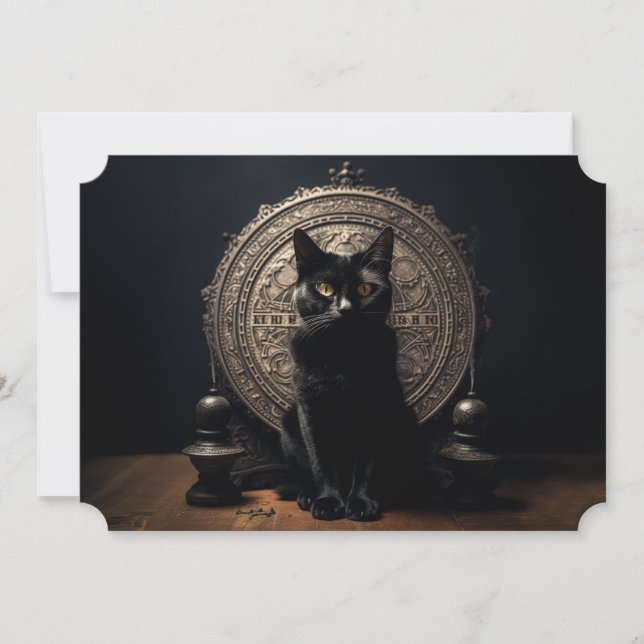 Cartes Pour Fêtes Annuelles Chat noir Halloween (Devant)