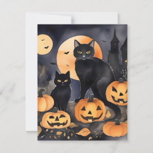 Cartes Pour Fêtes Annuelles Chat noir Halloween A