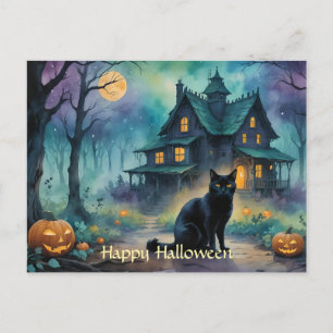 Cartes Pour Fêtes Annuelles Chat noir, Jack O Lanterns, Halloween Maison Éffra