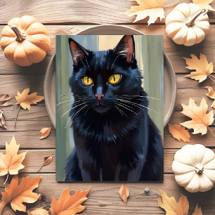 Cartes Pour Fêtes Annuelles Chat Noir   Joyeux Halloween Effrayant 