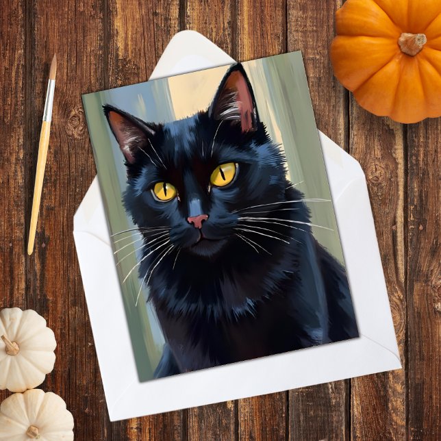 Cartes Pour Fêtes Annuelles Chat Noir | Joyeux Halloween Effrayant (Créateur téléchargé)