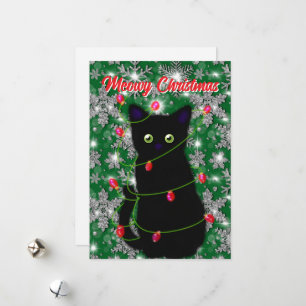 Cartes Pour Fêtes Annuelles Chat noir mignon Meowy Noël