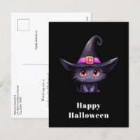 Chat noir mignon portant l'Halloween Casquette d'u