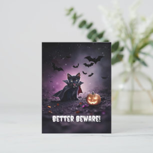 Cartes Pour Fêtes Annuelles Chat noir mignon vampire Halloween