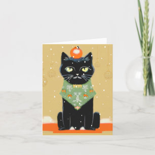 Cartes Pour Fêtes Annuelles Chat noir personnalisé avec attitude Noël