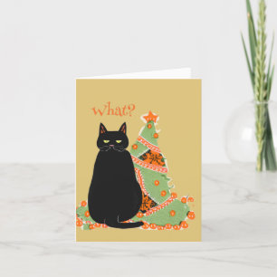 Cartes Pour Fêtes Annuelles Chat noir personnalisé avec attitude Noël