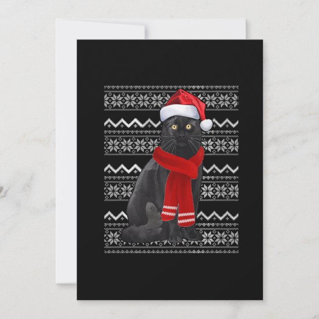 Cartes Pour Fêtes Annuelles Chat Noir Santa Hat UGLY Pajama Cadeaux Ca (Devant)