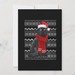 Cartes Pour Fêtes Annuelles Chat Noir Santa Hat UGLY Pajama Cadeaux Ca
