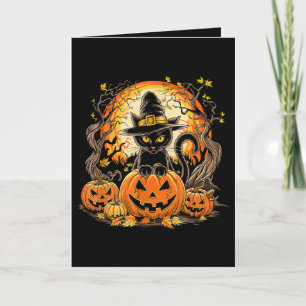 Cartes Pour Fêtes Annuelles Chat noir sorcière citrouille automne Halloween ef