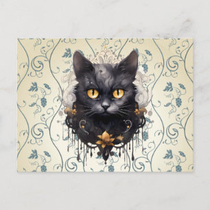 Cartes Pour Fêtes Annuelles Chat Noir Strass Feuilles Raisins Halloween