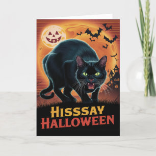 Cartes Pour Fêtes Annuelles Chat noir vintage Hisssay Halloween