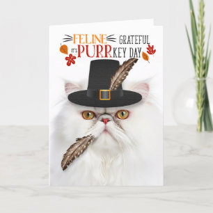 Cartes Pour Fêtes Annuelles Chat persan blanc gracieux pour PURRkey Day
