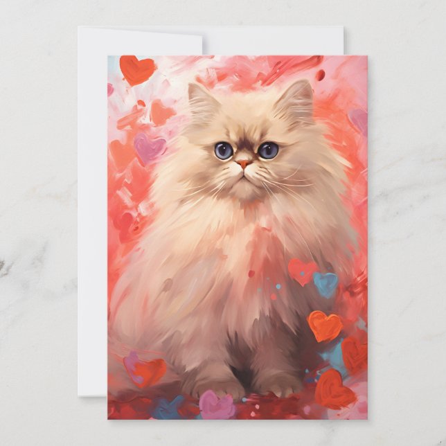 Cartes Pour Fêtes Annuelles Chat Persan Saint-Valentin (Devant)