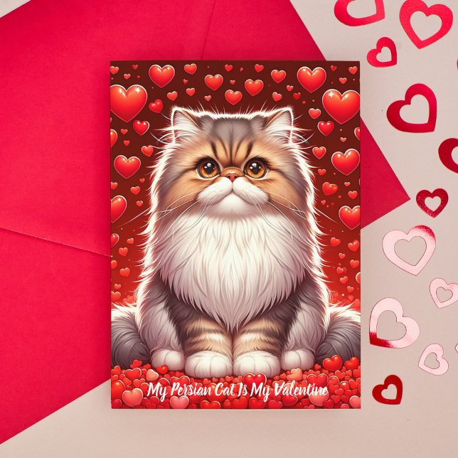 Cartes Pour Fêtes Annuelles Chat Perse Valentine Purr (Persian Cat Valentine Purr Holiday Card)