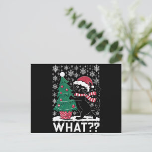 Cartes Pour Fêtes Annuelles Chat Quel Drôle De Chat Noir Poussant L'arbre De N