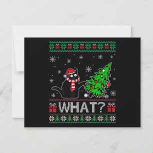 Cartes Pour Fêtes Annuelles Chat quoi drôle Chat noir poussant l'arbre de Noël