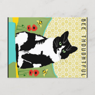 Cartes Pour Fêtes Annuelles Chat réfléchi aux abeilles