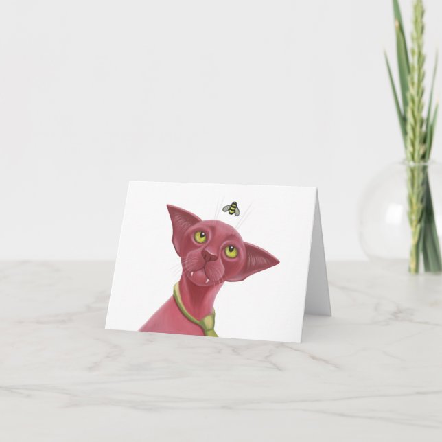 Cartes Pour Fêtes Annuelles Chat rose (Devant)