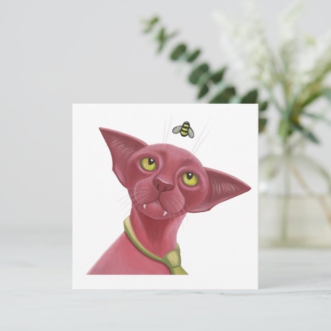 Cartes Pour Fêtes Annuelles Chat rose (Debout devant)