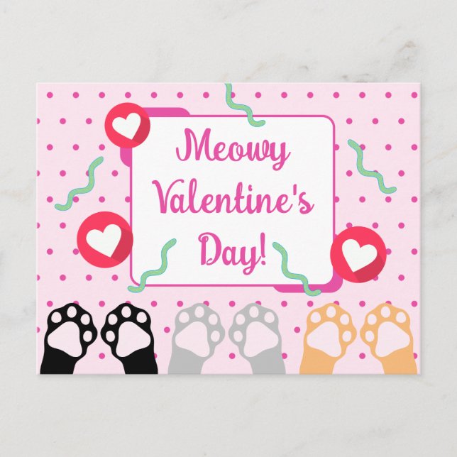 Cartes Pour Fêtes Annuelles Chat Rose Cute Passe Happy Valentines Day (Devant)